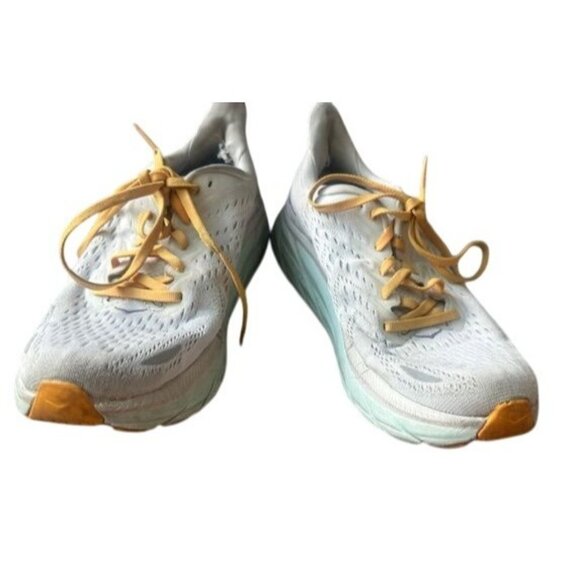 Hoka One One  Mach X Women's Running Shoes White, Aqua & Yellow Accents US 7.5 - Picture 4 of 8
